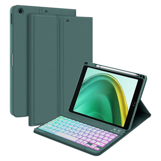 Temno zelen ovitek GOOJODOQ s tipkovnico za iPad 10,2" 7., 8. in 9. generacije