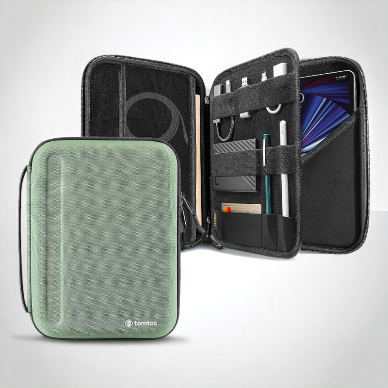 Ovitek "Green Cactus" za tablični računalnik Apple iPad (za več modelov) – Tomtoc – Temno zelena / TPU silikon + mikrovl