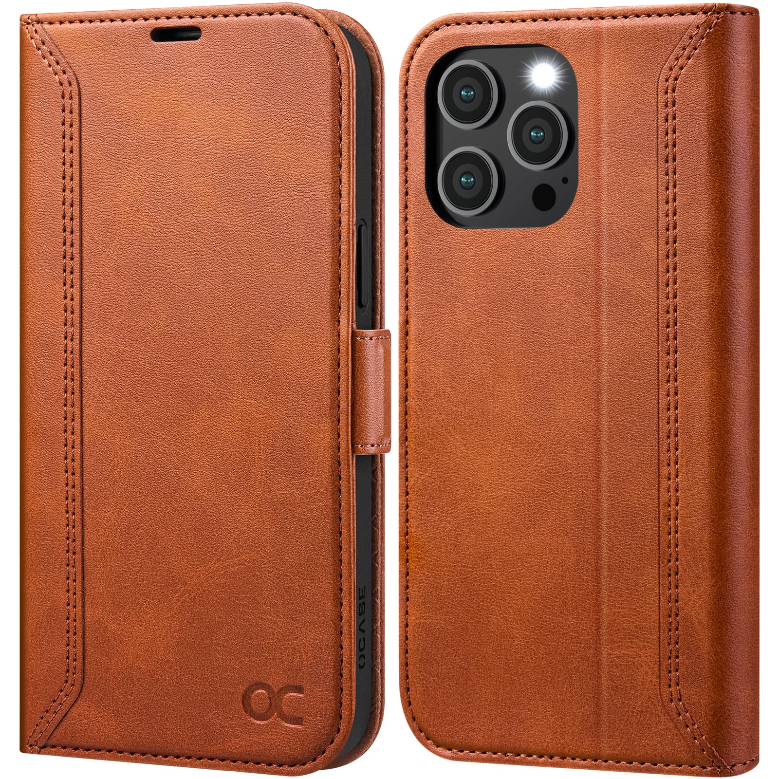 OCASEpreklopniretroovitekzRFIDzaščitozaiPhone14Pro-rjava