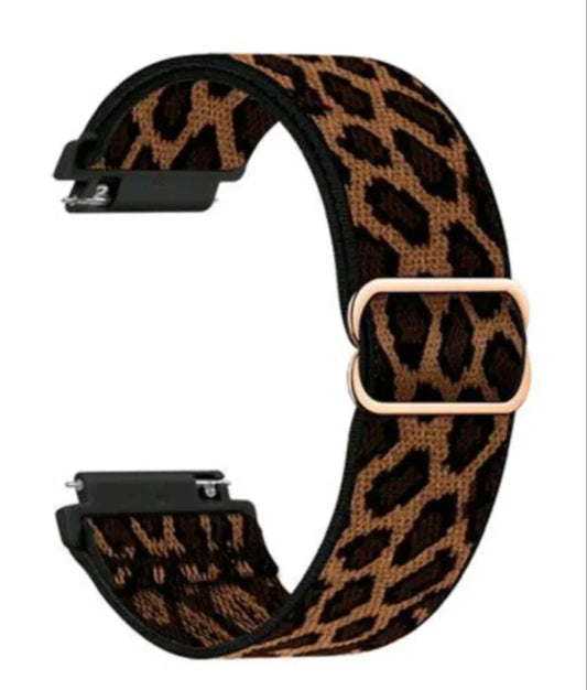Elastični najlonski pašček (glitter) za Fitbit Versa 2 / Versa Lite SE – leopard vzorec