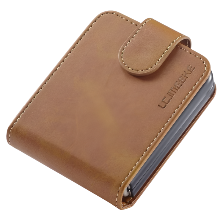 Preklopna torbica "SHIELD Leather" Samsung Galaxy Z Flip 4 – Infostyle – Rjava