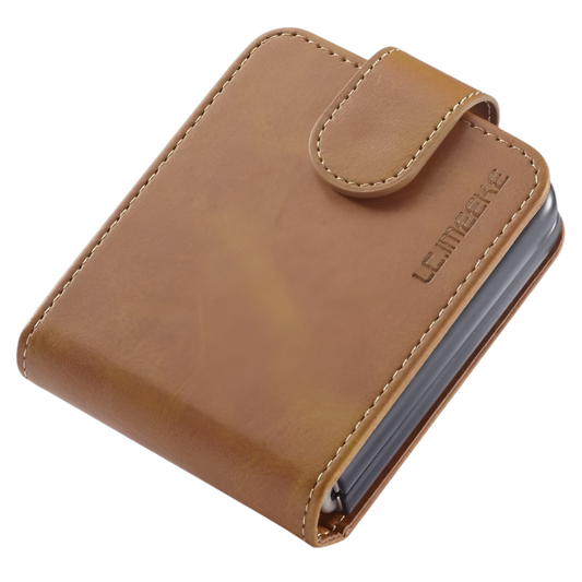Preklopna torbica "SHIELD Leather" Samsung Galaxy Z Flip 4 – Infostyle – Rjava