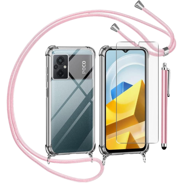 Ovitek za telefon z vrvico + pisalo "Antishock" Xiaomi Poco M5 – Infostyle – Prozorna