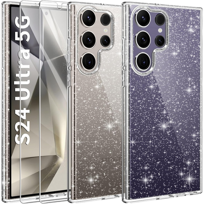 Ovitek za telefon + 2x zaščitno steklo "Glitter" Samsung Galaxy S24 Ultra – Infostyle – Prozorna