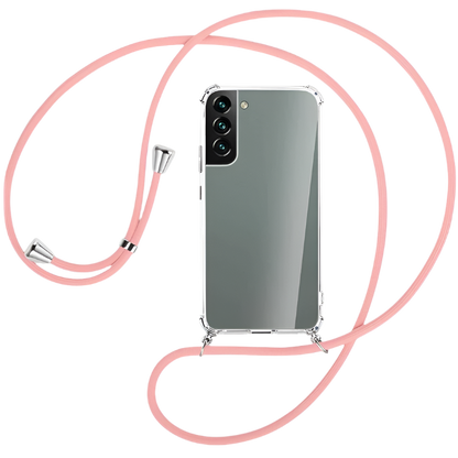 Ovitek za telefon z vrvico + zaščitno steklo "Antishock" Samsung Galaxy S22 – Infostyle – Roza