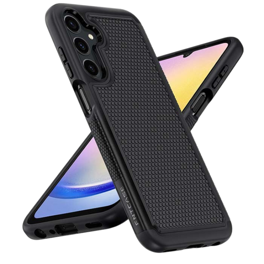 Ovitek za telefon + zaščitno steklo "FNTCASE" Samsung Galaxy A24 4G/A25 5G – Infostyle – Črna