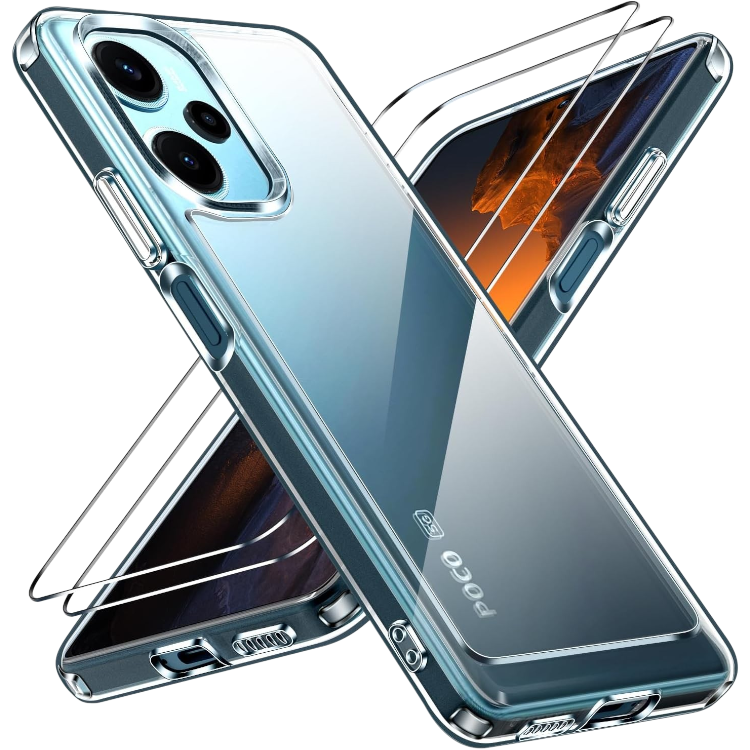 Ovitek za telefon + zaščitno steklo "Ivoler" Xiaomi Poco F5 – Infostyle – Prozorna