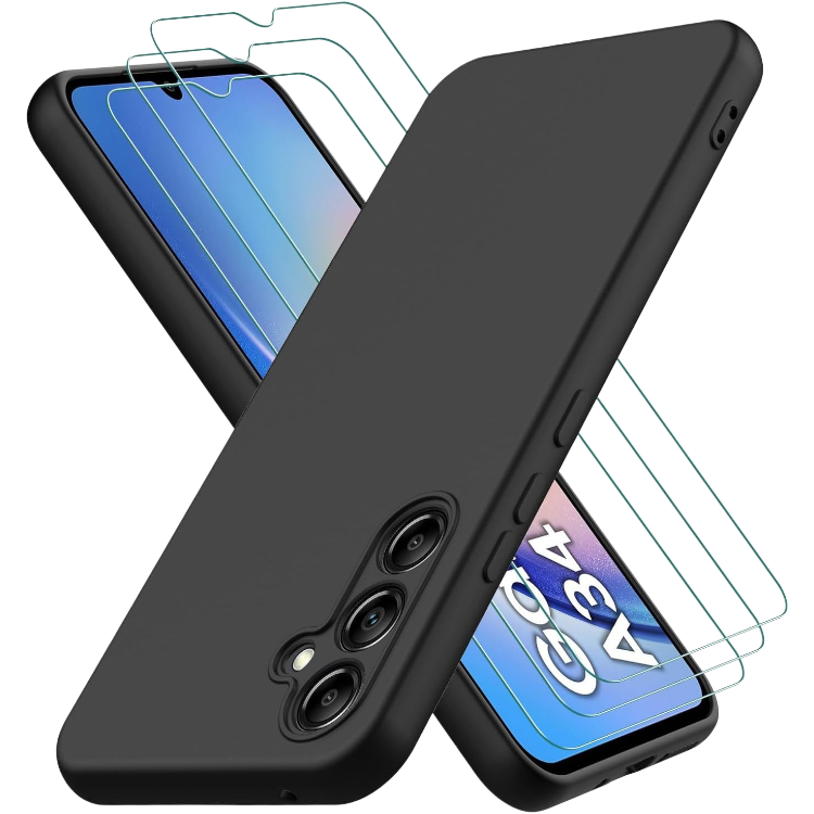 Ovitek za telefon + 2x zaščitno steklo "Oureidoo" Samsung Galaxy A34 5G – Infostyle – Črna