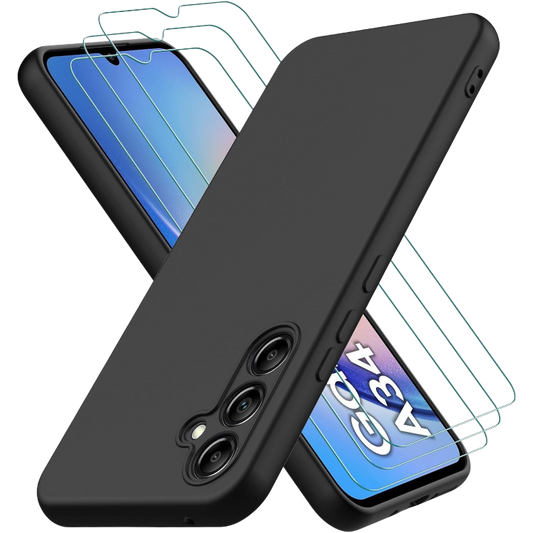 Ovitek za telefon + 2x zaščitno steklo "Oureidoo" Samsung Galaxy A34 5G – Infostyle – Črna