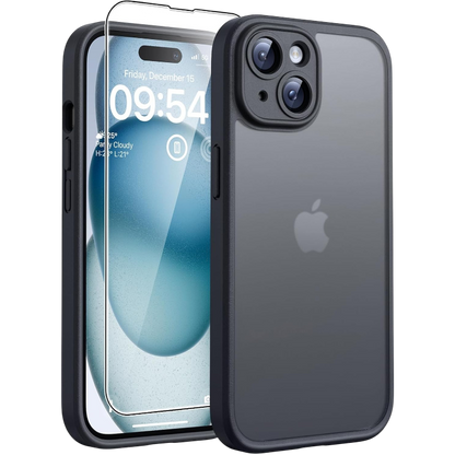 Ovitek za telefon + zaščitno steklo "Tocol" iPhone 15 – Infostyle – Črna