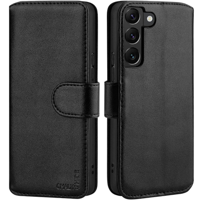 Preklopna torbica "Chalk&Hide Leather" Samsung Galaxy S22 Plus – Infostyle – Črna