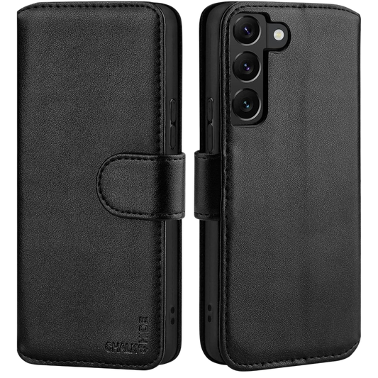 Preklopna torbica "Chalk&Hide Leather" Samsung Galaxy S22 Plus – Infostyle – Črna