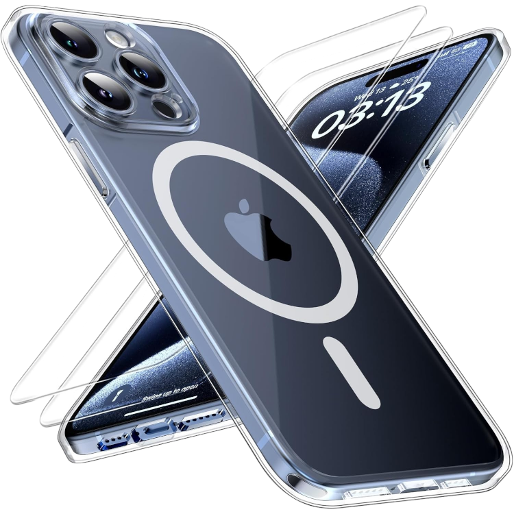 Komplet ovitek + 2 zaščitni stekli za iPhone 15 Pro – Tocol – Prozorna