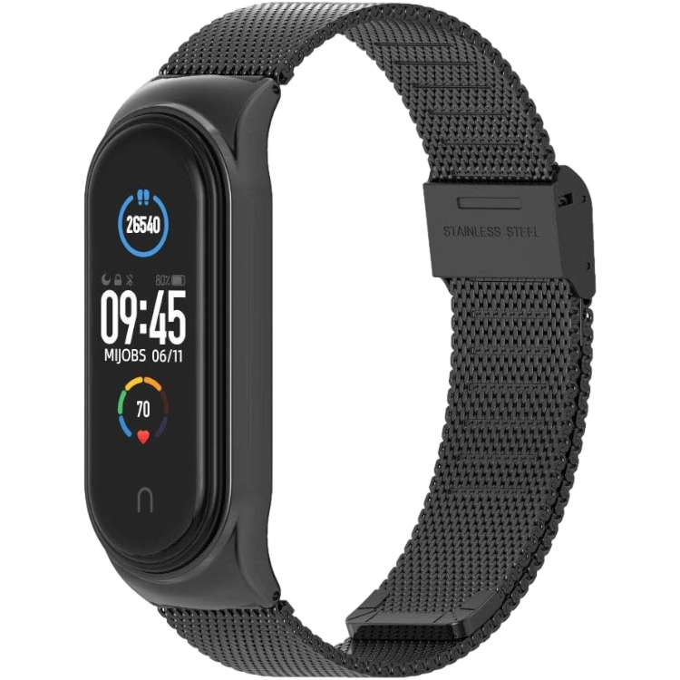Pašček za pametno zapestnico z okvirjem "Metal" Xiaomi Mi Band 6/5/4/3 – Infostyle – Črna