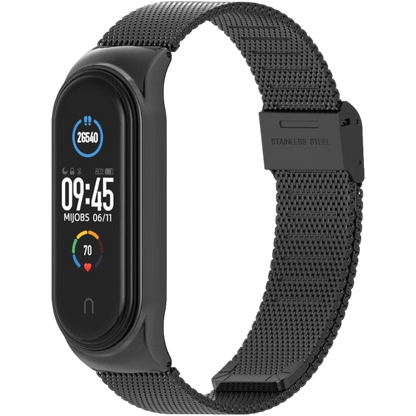 Pašček za pametno zapestnico z okvirjem "Metal" Xiaomi Mi Band 6/5/4/3 – Infostyle – Črna