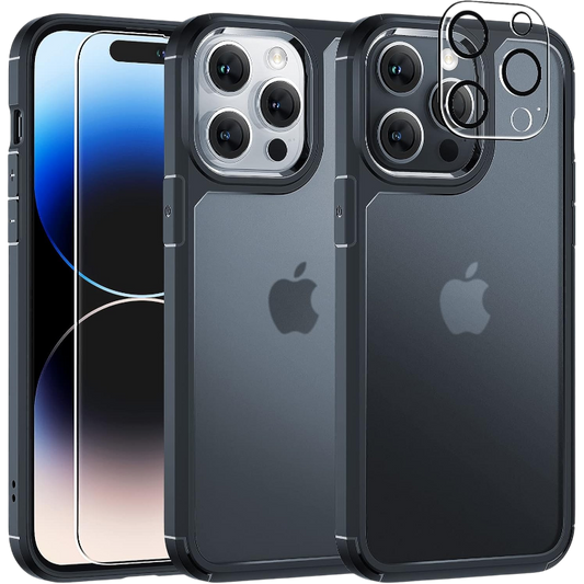 Ovitek za telefon + 2x zaščitno steklo + 2x zaščita za kamero "TAURI" iPhone 14 Pro
