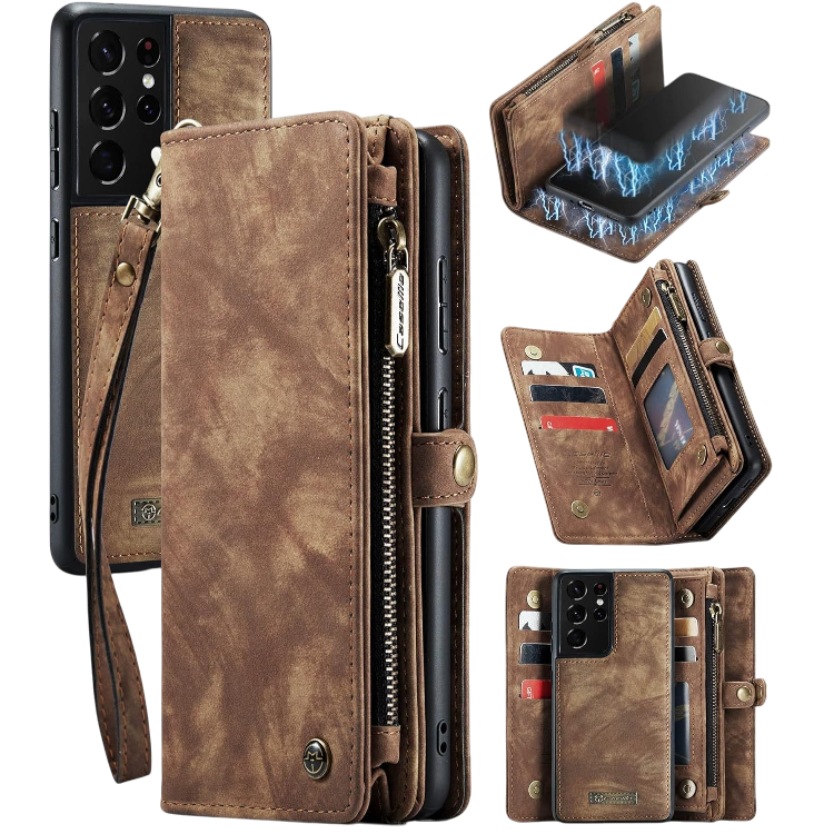 Preklopna torbica s denarnico "Caseme" Samsung Galaxy S21 Ultra – Infostyle – Rjava