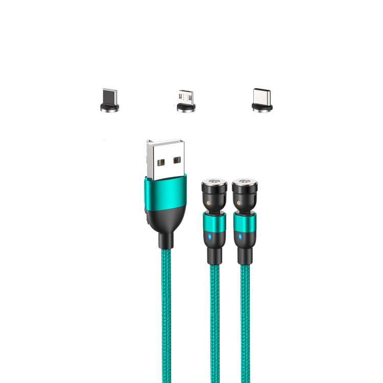 Magnetni polnilni kabel 3v1 (Micro/USB-C/Lightning) 1m – Infostyle – Zelena
