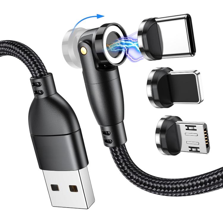 Magnetni polnilni kabel 3v1 (Micro/USB-C/Lightning) 1m – Infostyle – Črna