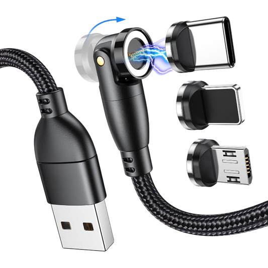 Magnetni polnilni kabel 3v1 (Micro/USB-C/Lightning) 1m – Infostyle – Črna