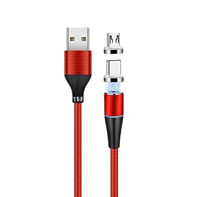 Magnetni polnilni kabel USB-C/Micro USB 2v1 1m – Infostyle – Rdeča