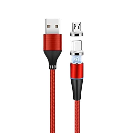 Magnetni polnilni kabel USB-C/Micro USB 2v1 1m – Infostyle – Rdeča