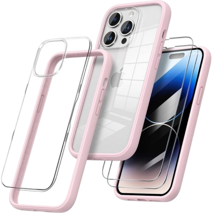 Komplet zaščitni ovitek + 2x zaščitno steklo "ORNARTO" iPhone 14 – Infostyle – Roza