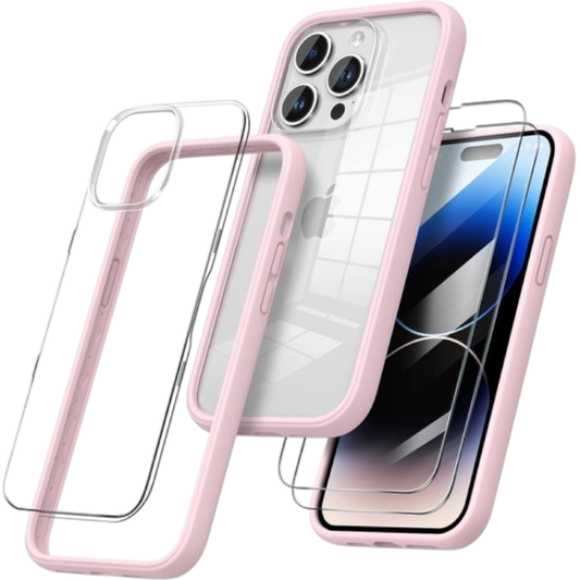 Komplet zaščitni ovitek + 2x zaščitno steklo "ORNARTO" iPhone 14 – Infostyle – Roza