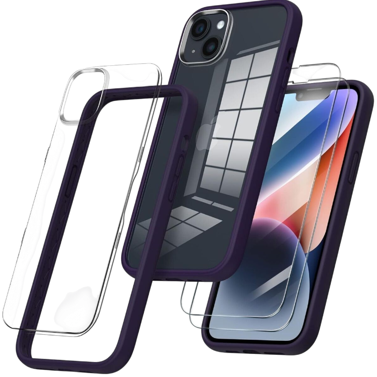 Komplet zaščitni ovitek + 2x zaščitno steklo "ORNARTO" iPhone 14 – Infostyle – Črna