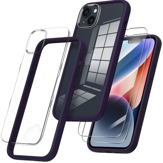 Komplet zaščitni ovitek + 2x zaščitno steklo "ORNARTO" iPhone 14 – Infostyle – Črna