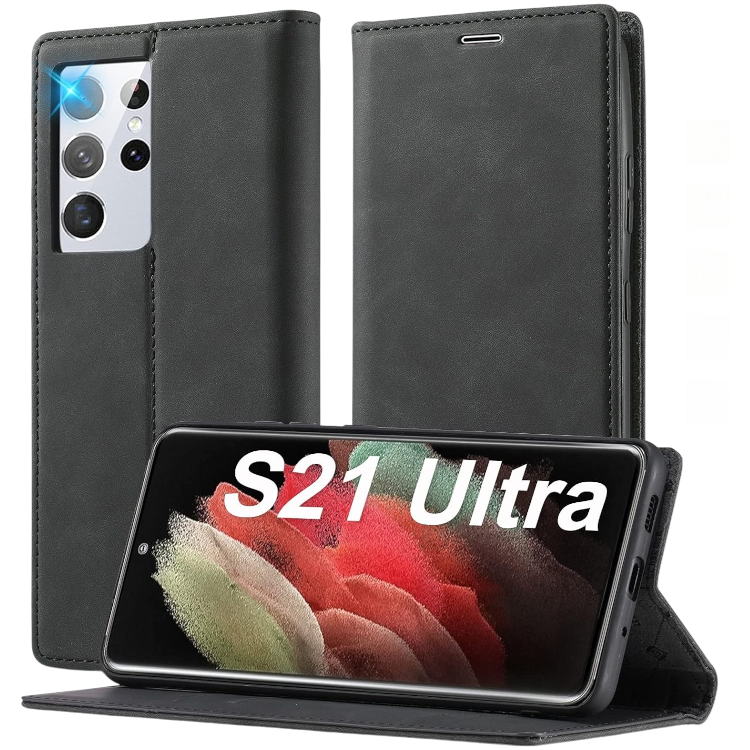 Preklopna torbica "Ailicici Leather" Samsung Galaxy S21 Ultra – Infostyle – Črna