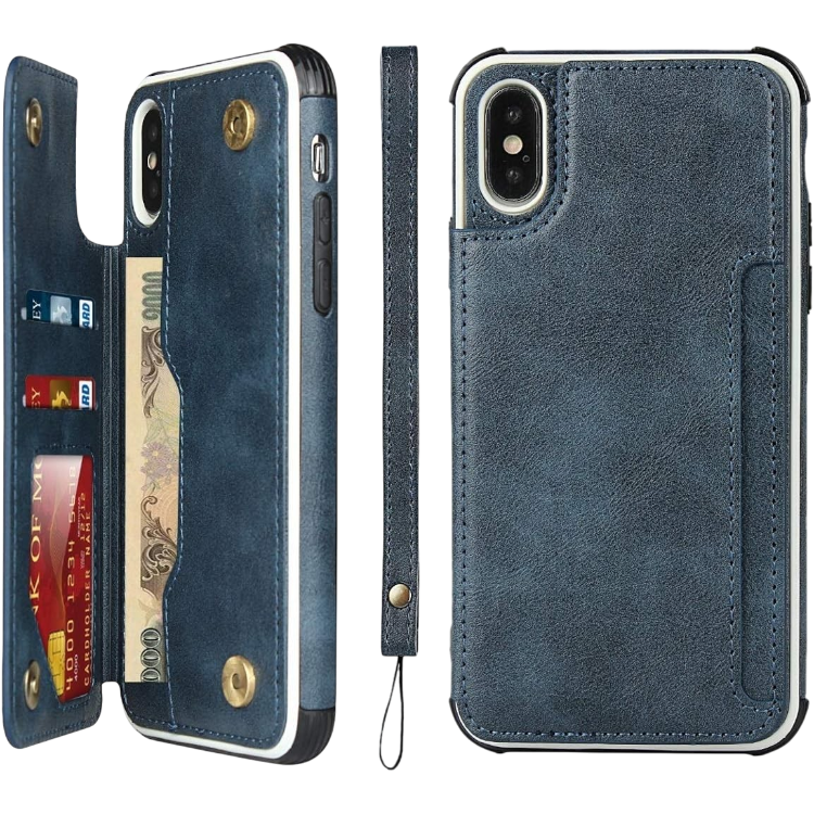Ovitek za telefon z žepi za kartice "Leather" iPhone X/XS – Infostyle – Modra