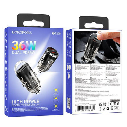 Avto polnilec 2x Type C 36W – Borofone
