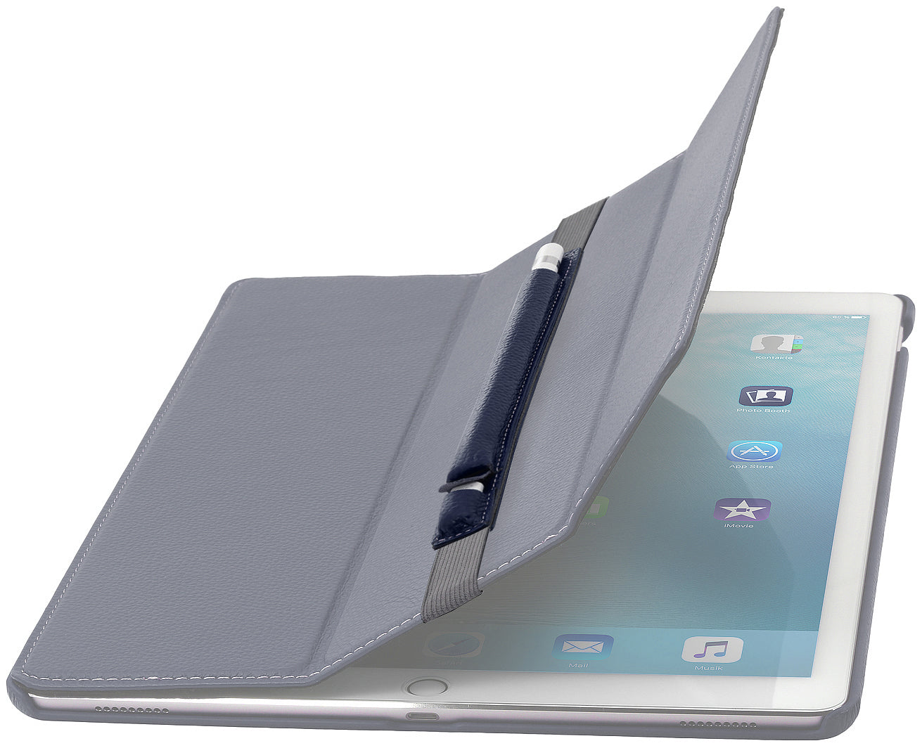 StilGut Apple Pencil Holder for iPad Pro 12.9” – Leather Holder with USB Adapter Compartment