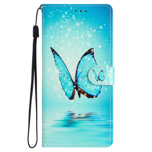 Preklopna torbica "metulj" za Motorola Moto E32, modra – Yiscase – Modra