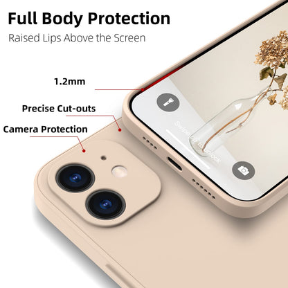 ElestBela Silicone Case for iPhone 12 - Ultra Thin Protective Case with Microfiber (Khaki)