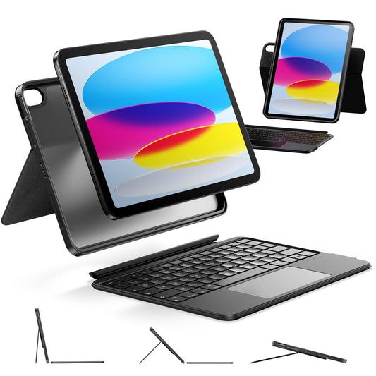 HOU 360° vrtljiv ovitek s tipkovnico za iPad 11/10, odstranljiva tipkovnica, sledilna ploščica, Apple Pencil držalo