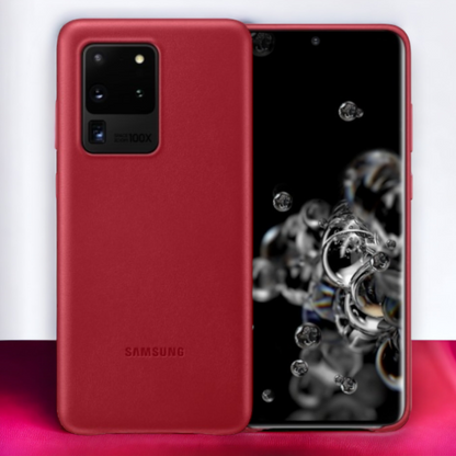 Original Samsung silikonski ovitek "Leather" za Samsung Galaxy S20 Ultra - rdeča – Rdeča / Naravno usnje