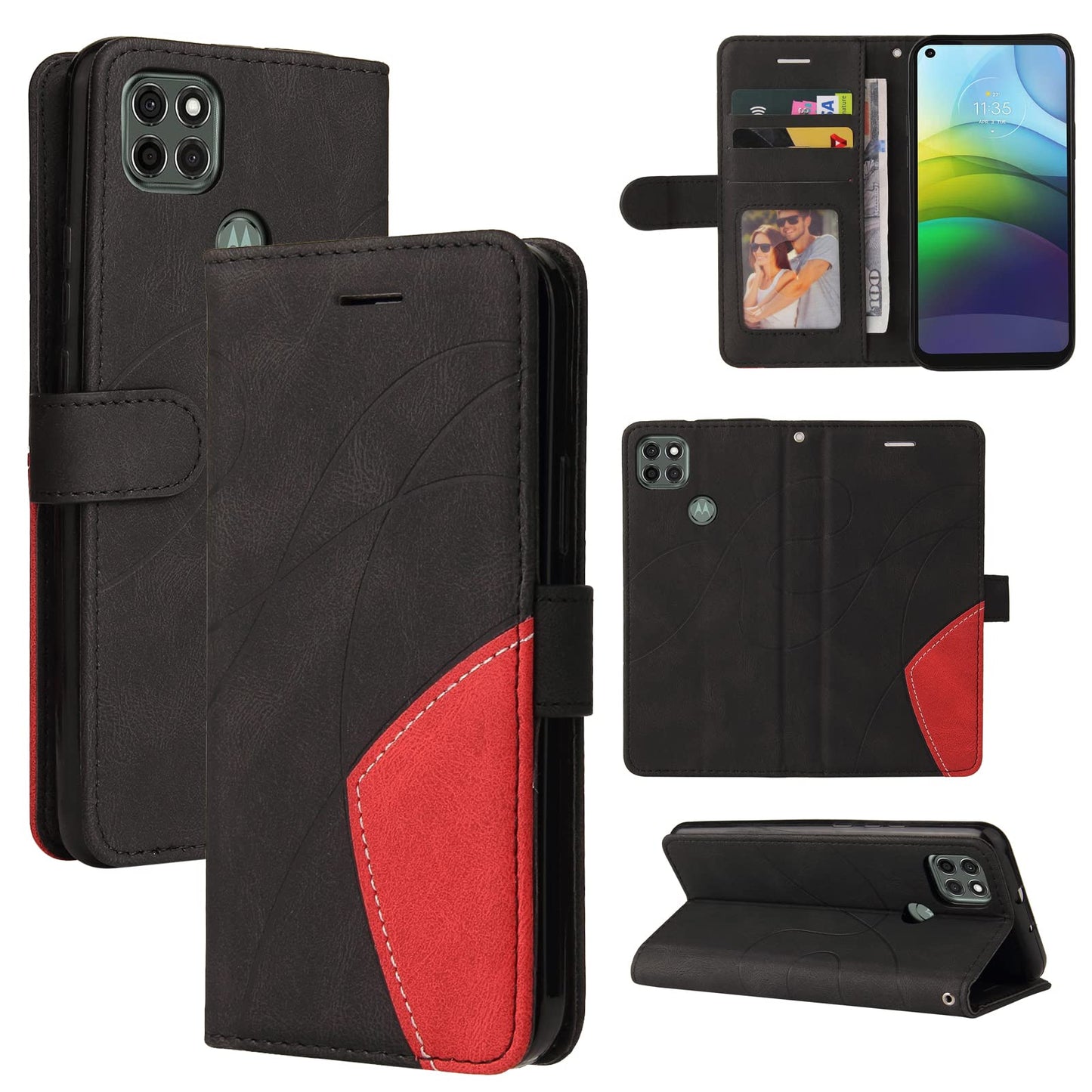 Preklopna torbica Motorola Moto G9 Power s stojalom in režami za kartice črna