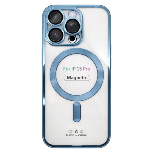 Magnetni MagSafe ovitek za iPhone 15 Pro Max prozorno zelen zaščitni etui s podporo za brezžično polnjenje