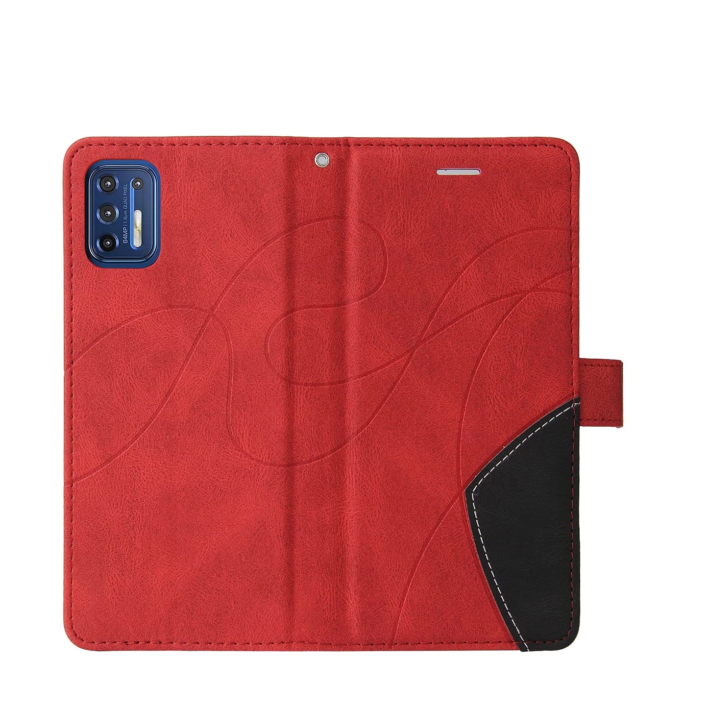 Preklopna torbica za Motorola Moto G9 Plus z režami za kartice rdeča