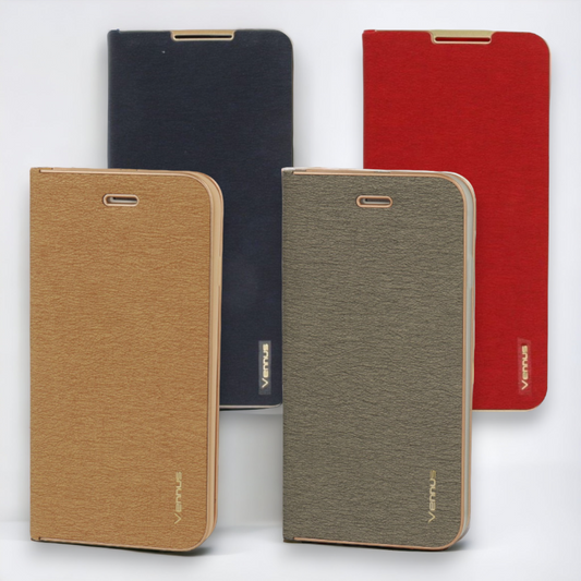 Preklopna torbica "Vennus - chic" za Samsung Galaxy A12 – Temno modra / Ekološko usnje + TPU silikon