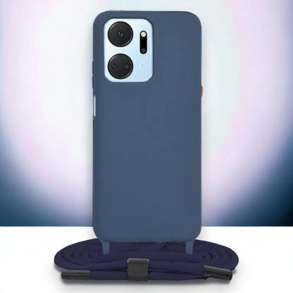 Silikonski ovitek "Crossbody Lanyard" za Honor X7a – Techsuit – Črna / TPU silikon
