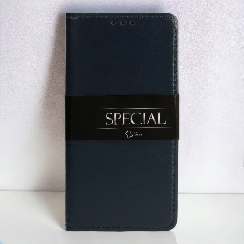 Preklopna torbica "special" za Xiaomi Redmi Note 11 / 11s – Infostyle – Temno modra / Naravno usnje + TPU silikon