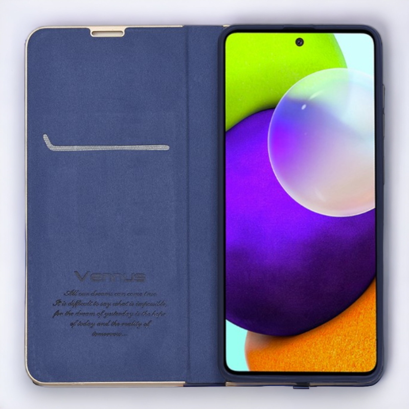 Preklopna torbica "Vennus - chic" za Samsung Galaxy S23 – Črna / Ekološko usnje + TPU silikon