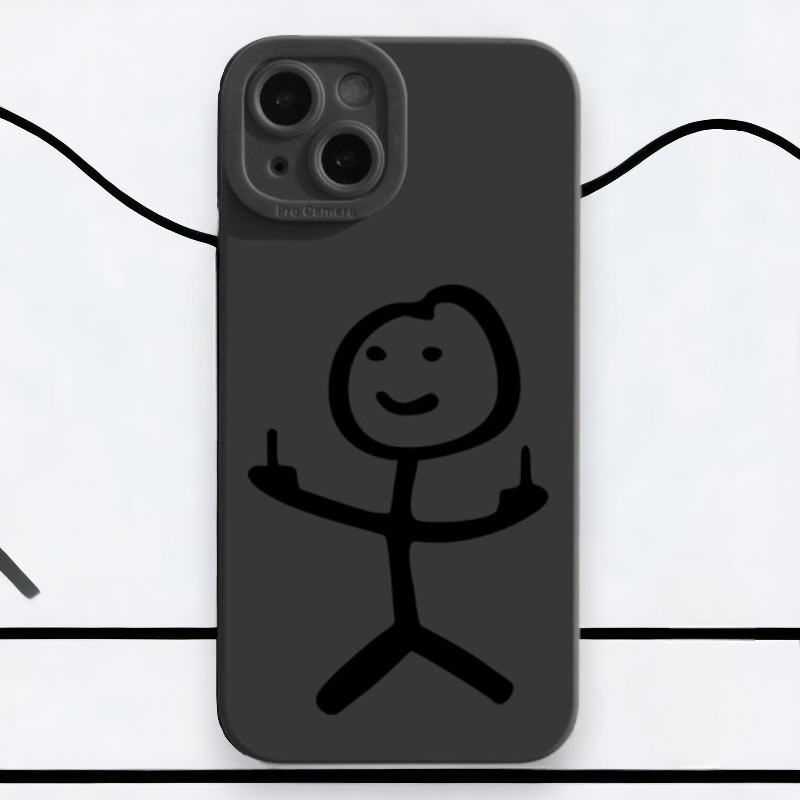 Humoristični ovitek za iPhone 14 Pro z ilustriranim likom v več barvah - črn2