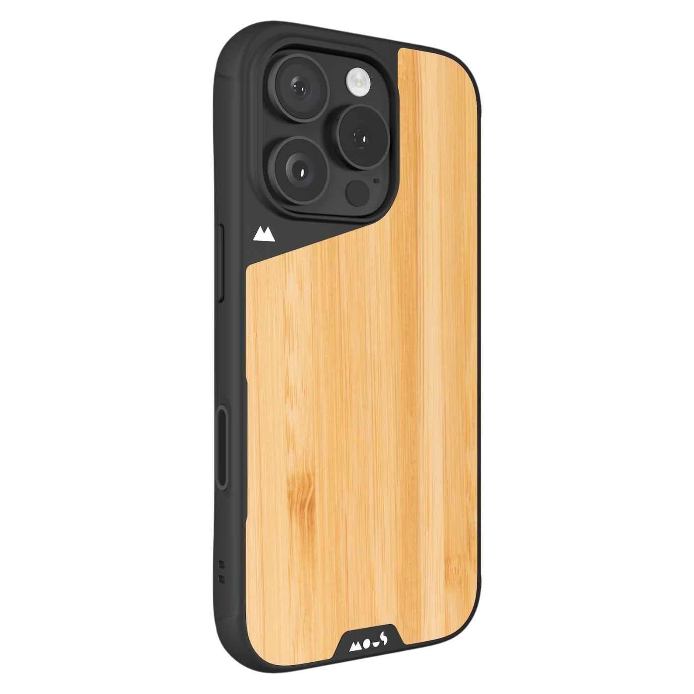 Ovitek MOUS Wood za iPhone 15 Pro z lesenim hrbtnim delom in zaščito pred udarci
