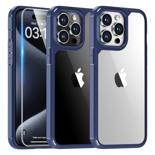 TAURI 5v1 komplet za iPhone 15 Pro – ovitek + zaščitno steklo + steklo za kamero (2+2)