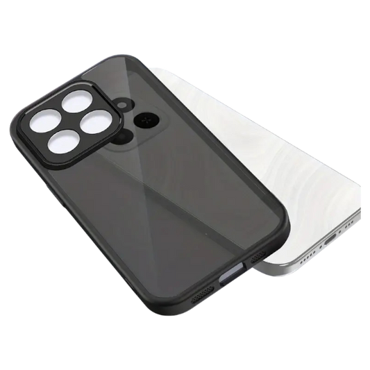 Črn translucent zaščitni ovitek za Xiaomi 14 z mat polprosojnim videzom in ojačanimi robovi.