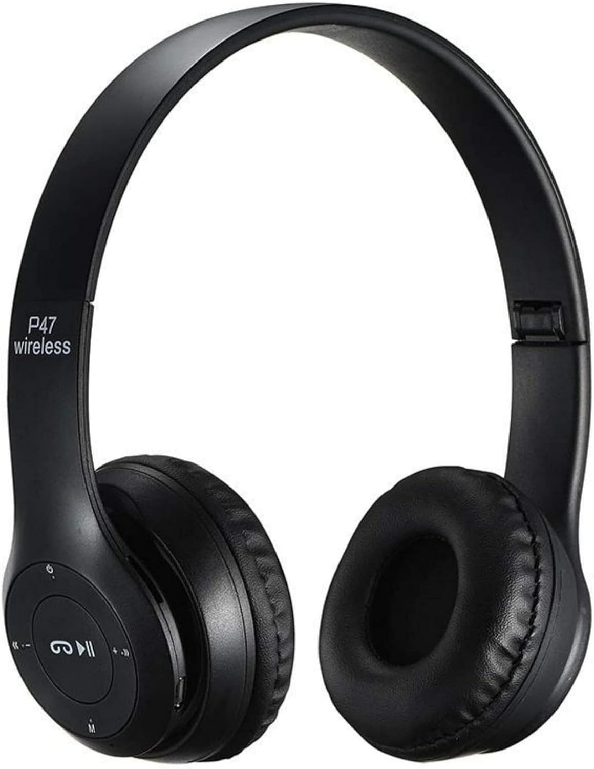 P47 Super Bass Wireless Foldable Bluetooth Headphones with Microphone - Black